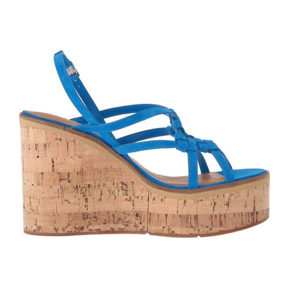 Robert Clergerie Valia Blue Wedge Platform Sandal - Picture 3 of 11